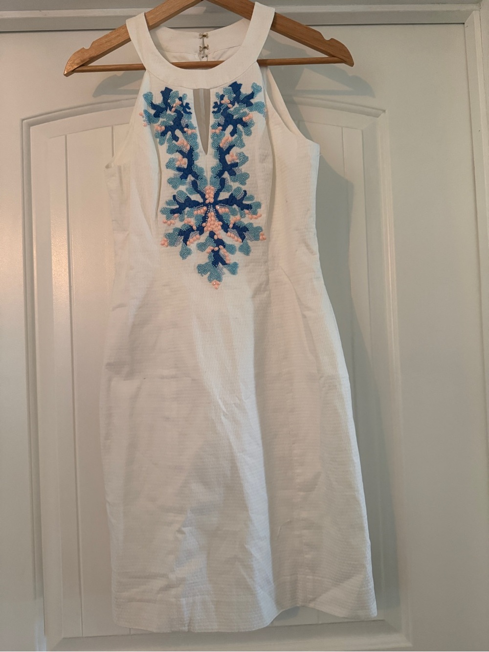 Lilly Pulitzer JENA STRETCH SHIFT DRESS  White BEADS CORALS 00